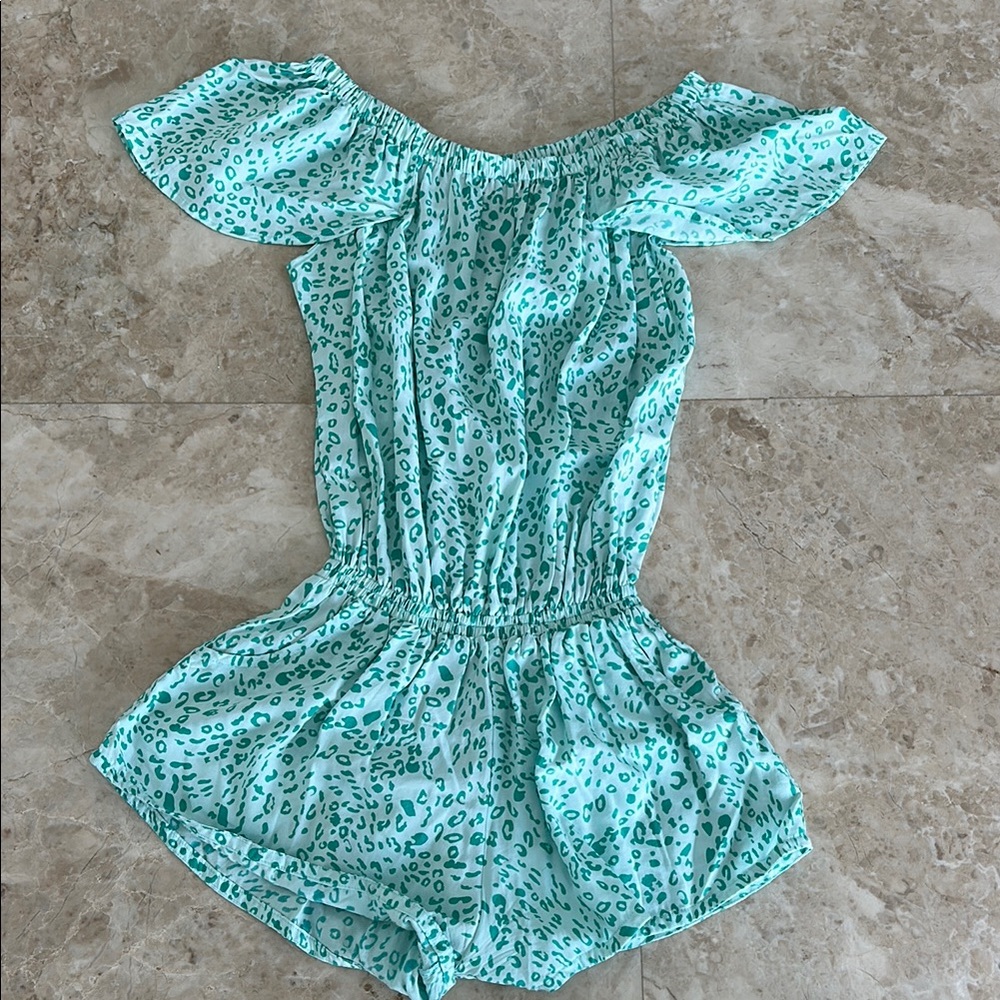Aqua Leopard Print Women’s Romper